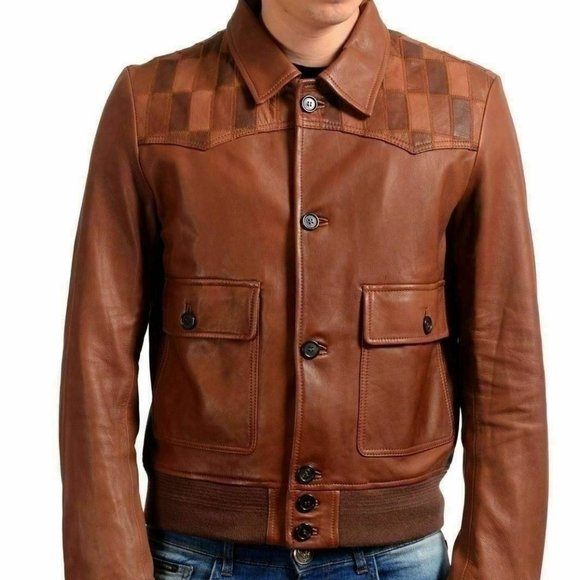 Just Cavalli Men's 100% Leather BrownJacket